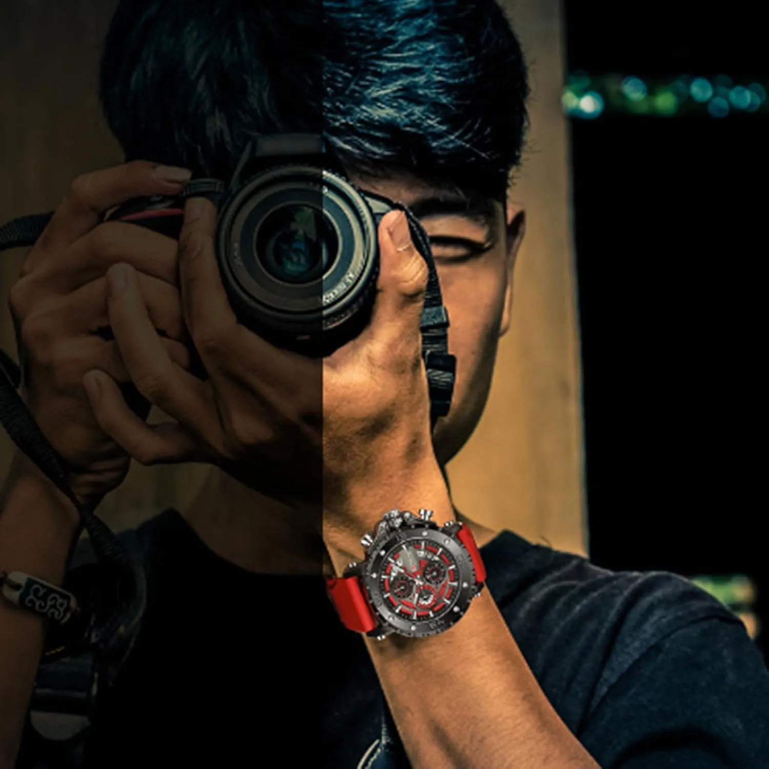 Watch Chronograph Waterproof Male Quartz Watches Fashion huddle impervious Silicon Strap Sport Luminous Analog Calendar Business Wrist Watches for Men Mens Military 