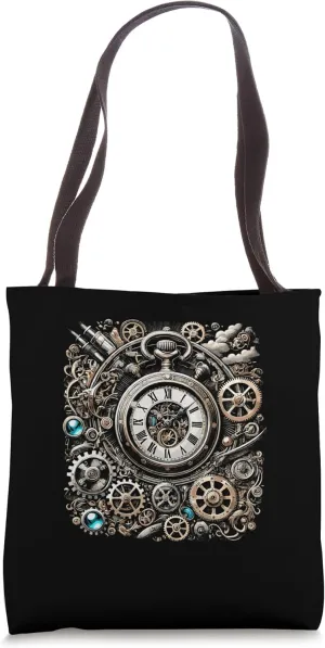 Watch Cogwheel Pocket Clock Gears for Inventors Tote Bag feathery lateral cultural Steampunk 