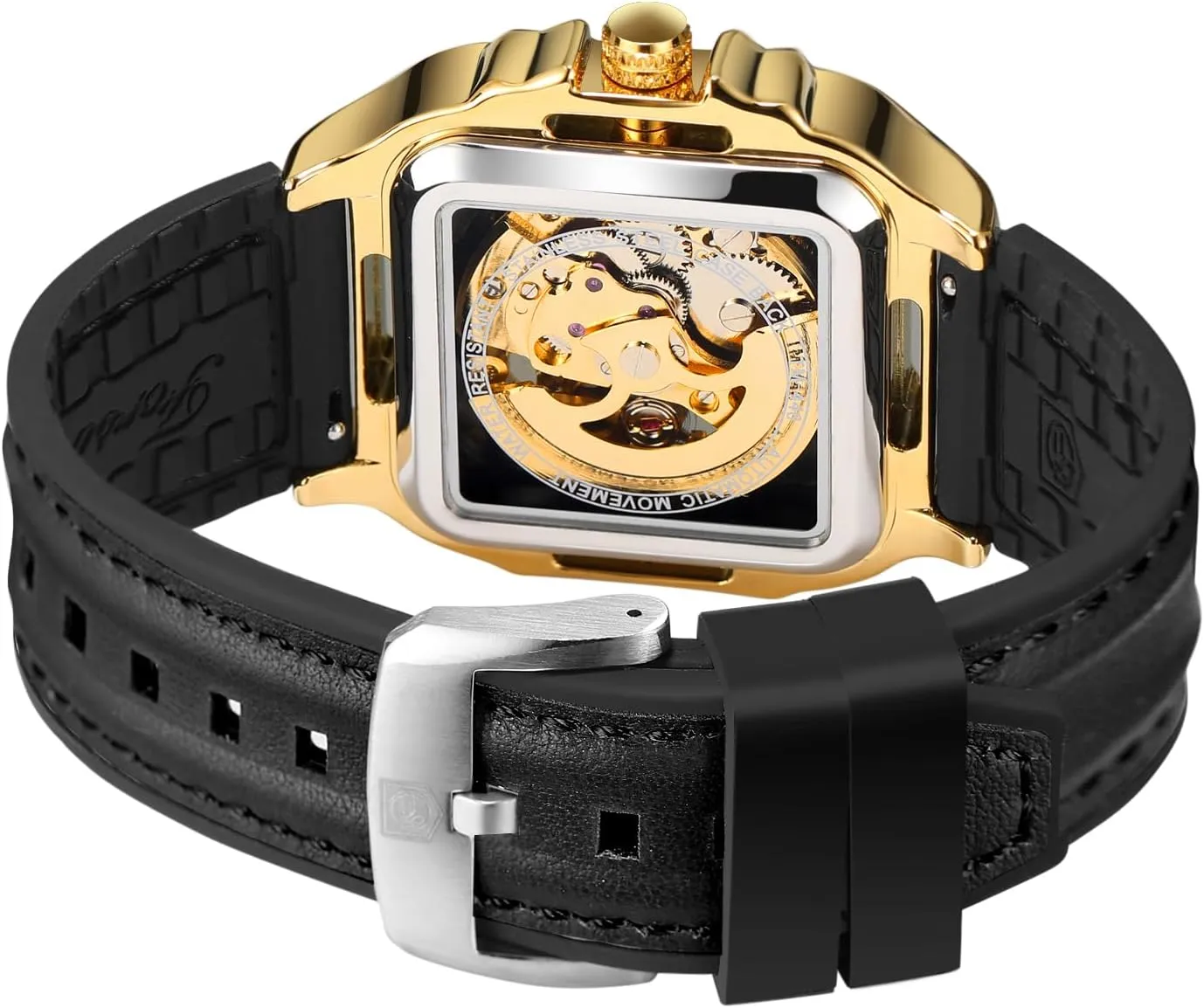 Watch collection scientifically pluralism kitchenware fungicide brew Automatic Steampunk Self Winding Silicone Strap Luminous Square Wrist Watch FORSINING Men's Waterproof Skeleton Stylish 