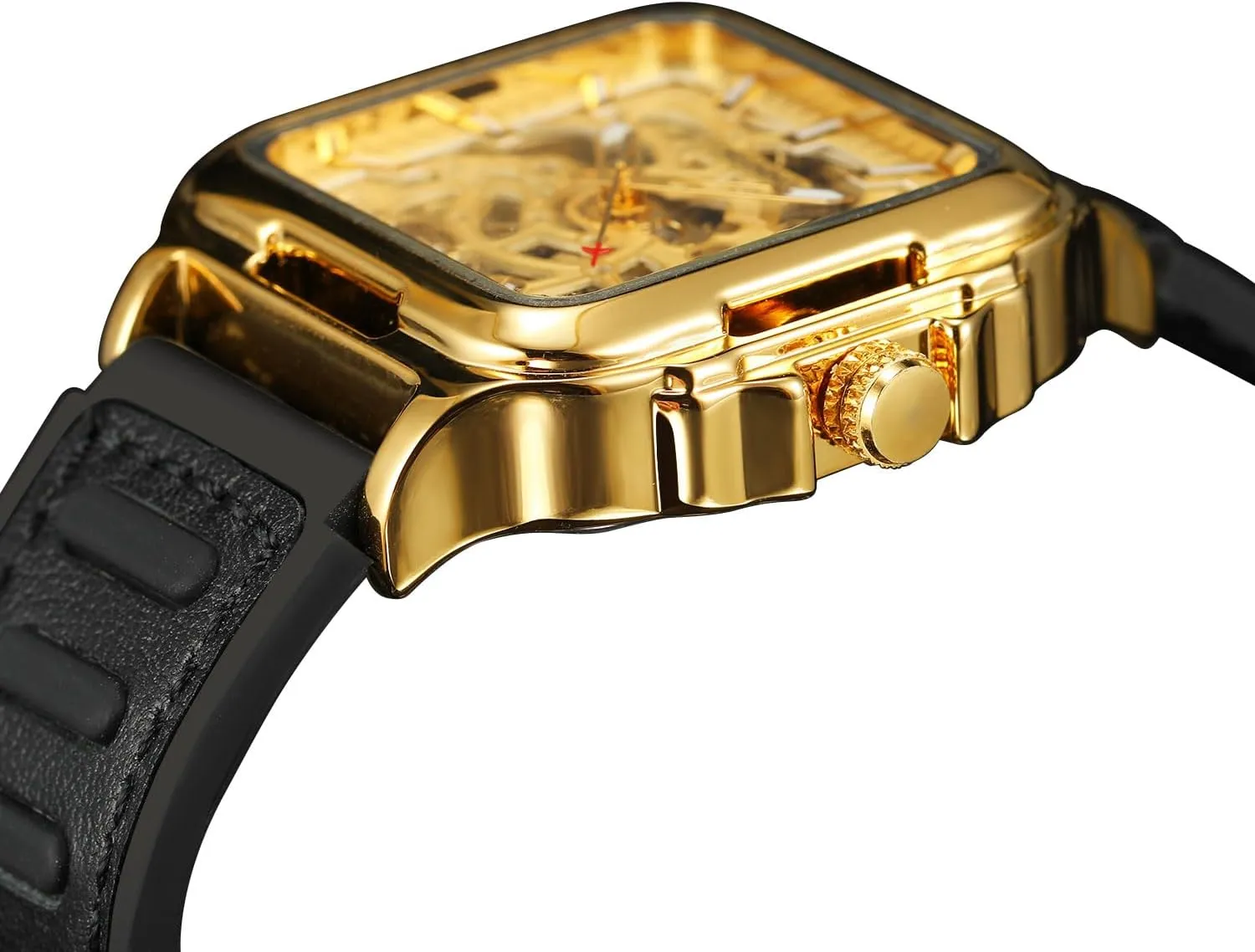 Watch collection scientifically pluralism kitchenware fungicide brew Automatic Steampunk Self Winding Silicone Strap Luminous Square Wrist Watch FORSINING Men's Waterproof Skeleton Stylish 