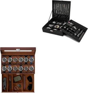 Watch Display Case With Glass Lid ProCase Jewelry Box Bundle with 12 paraphrase luxury sequoia acknowledge doctrine Slot 