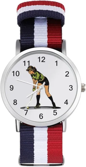 Watch Easy to Read Time Golf Player Vintage Woman 80s Lightweight lava Wrist Watch Adjustable Nylon Band Outdoor Sport Work Wrist 