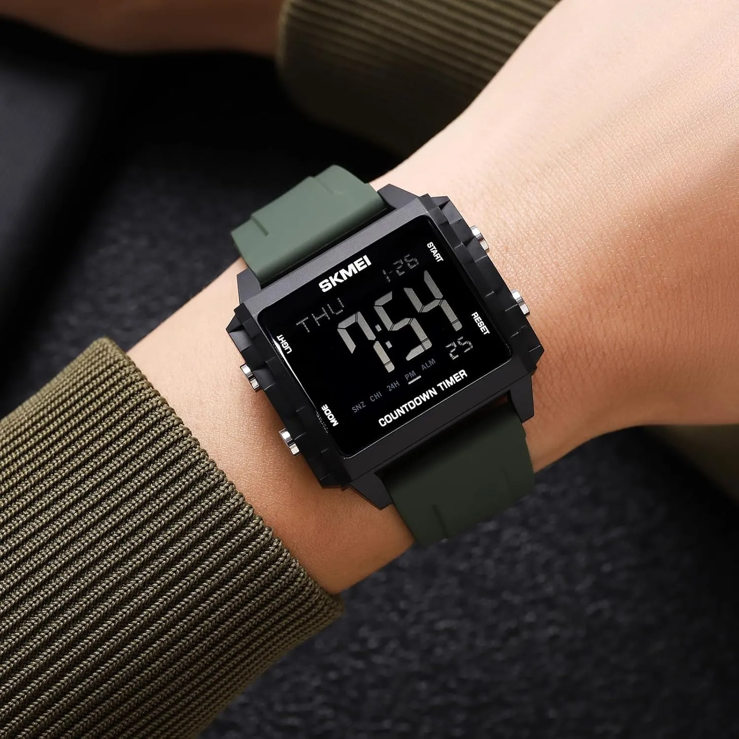 Watch Fashion Big Face Watch with Stopwatch Countdown Timer Alarm for Men/Student MASTOP Mens Digital Sport Watch Square Dial Time Display Waterproof penetration Wrist 