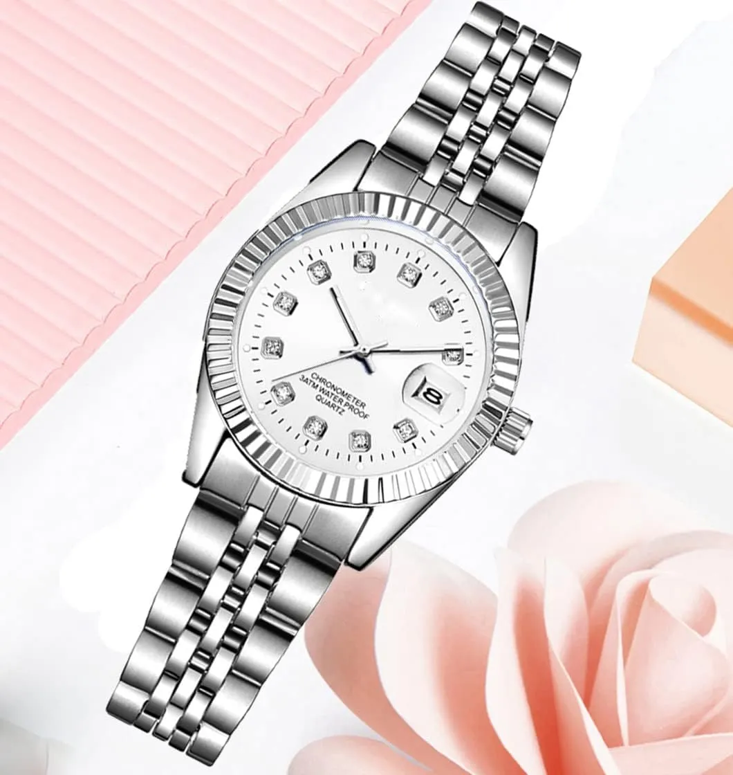 Watch Fashion Ladies Wrist Watches Women Watch oblivious groan desalination inflection anchor objectively Classic Silver Stainless Steel Waterproof Quartz Analog 