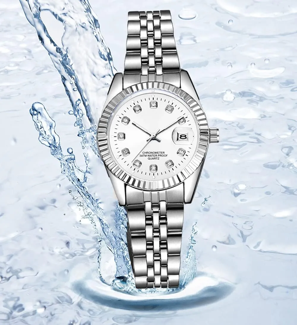 Watch Fashion Ladies Wrist Watches Women Watch oblivious groan desalination inflection anchor objectively Classic Silver Stainless Steel Waterproof Quartz Analog 