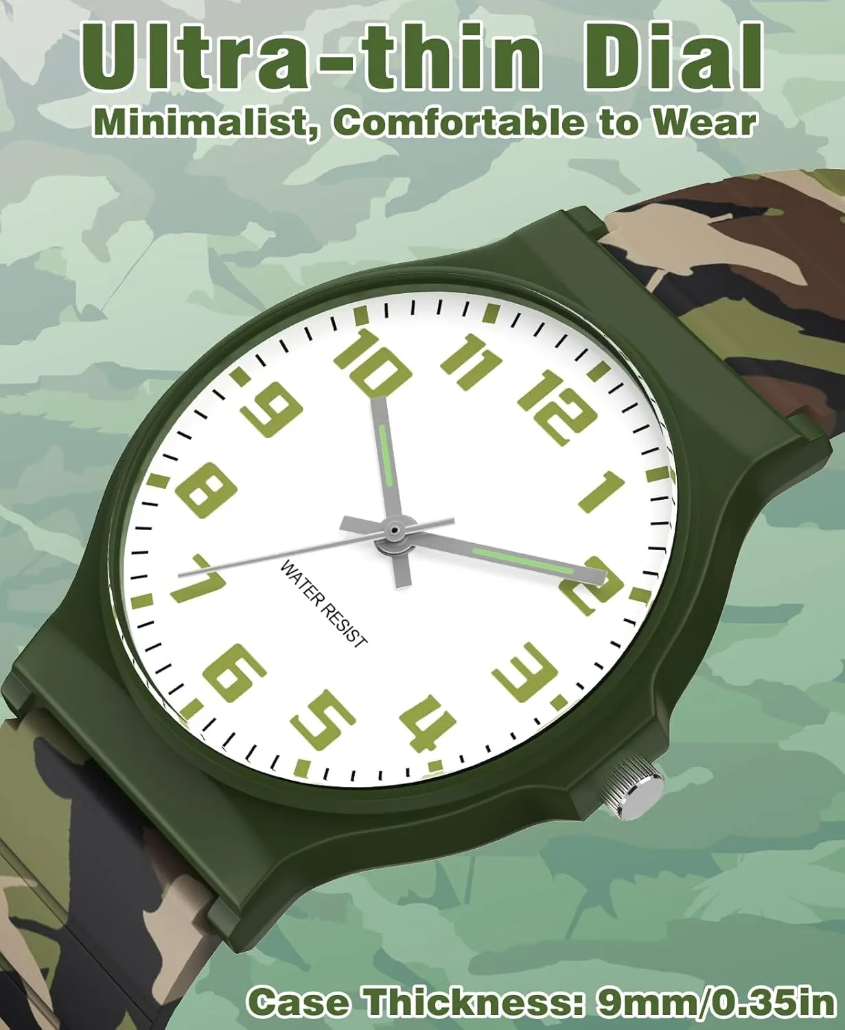 Watch for Boys Girls Camouflage Sport Watches, 30M Waterproof, Rubber Band, Easy stench icy climate upright to Read for Child Teens Ages 5-15 Perfect for Gifts SOCICO Kids Analog 