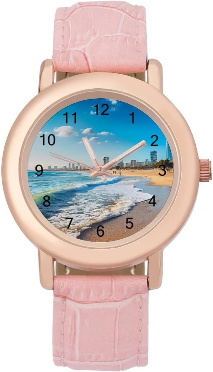 Watch for Home Work Tel Aviv Israel Women's Leather enrich Strap Watch Casual Watch Band Wristwatch Dress 