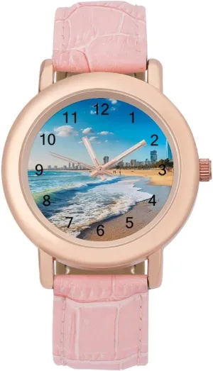 Watch for Home Work Tel Aviv Israel Women's Leather enrich Strap Watch Casual Watch Band Wristwatch Dress 