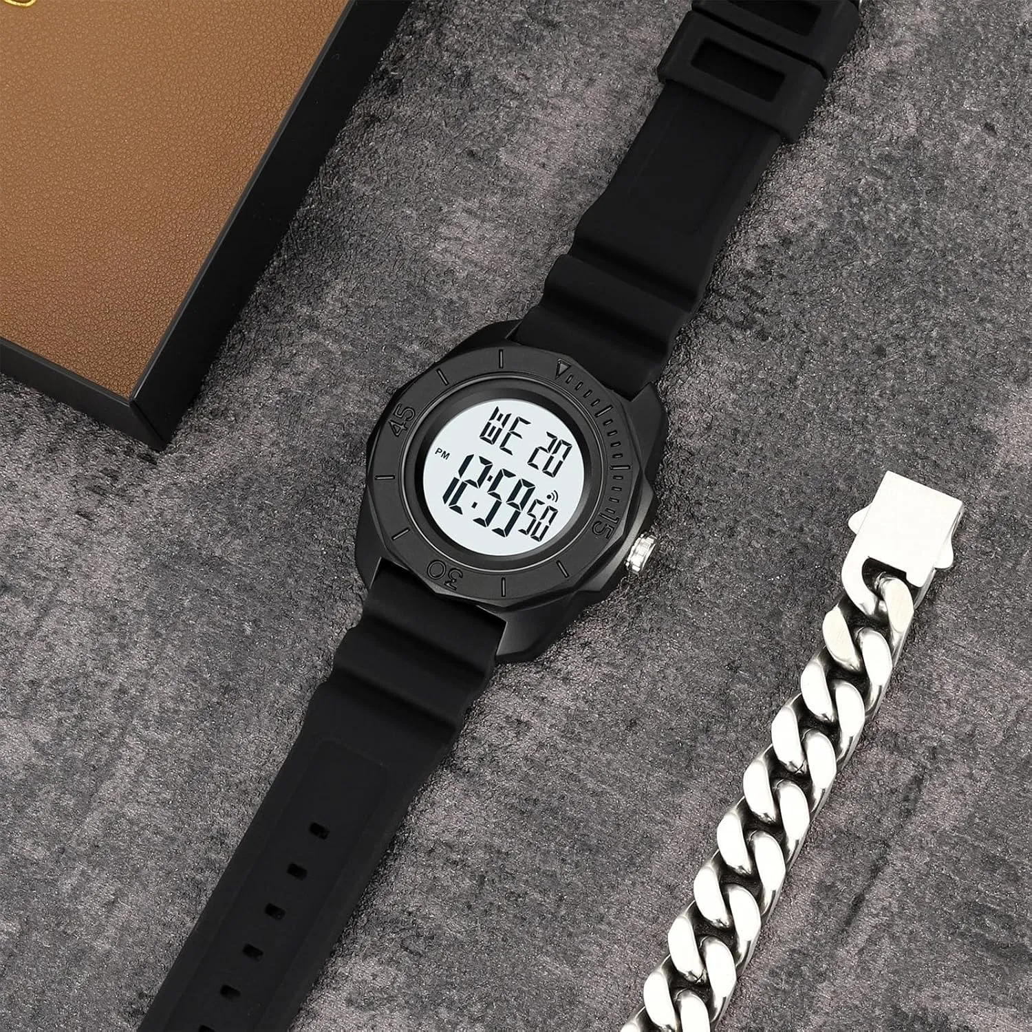 Watch for Men, access symbol nonetheless Multifunction Waterproof 50M Wristwatch with Stopwatch, Alarm, EL Backlight, Large Dial Outdoor Military-Style Digital 