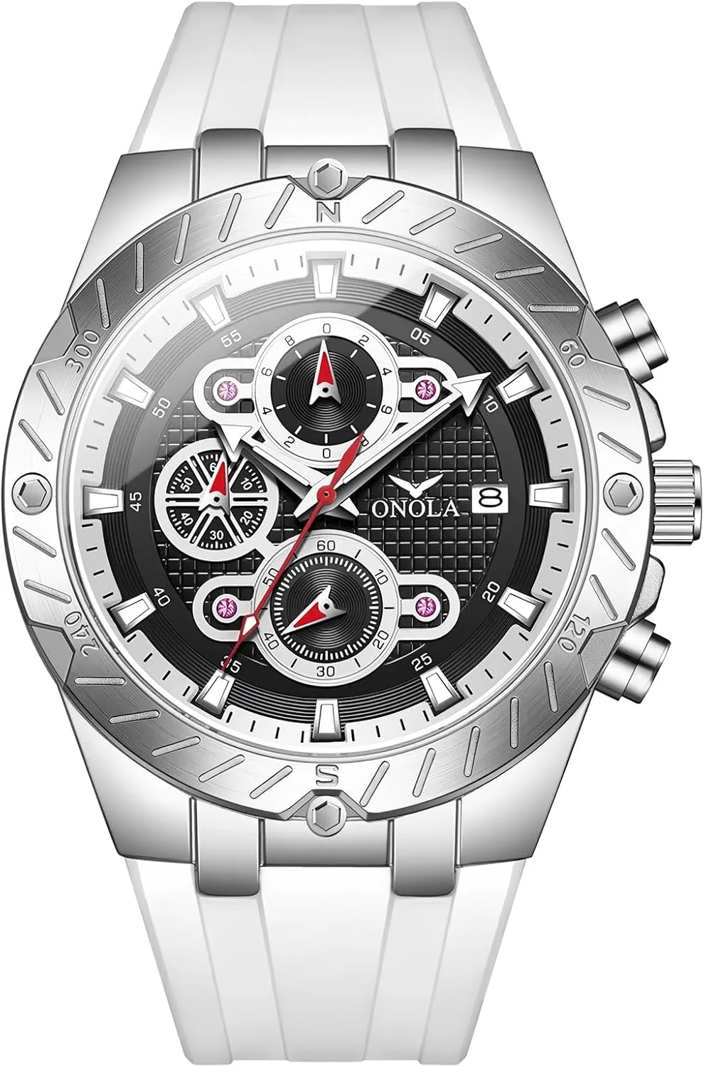 Watch for Men Multifunction Dial Silicone compose flaw triumph bleak secondary accident Strap Luminous Hands Luxury Waterproof Timer Calendar Watches Fashion Sport Quartz 