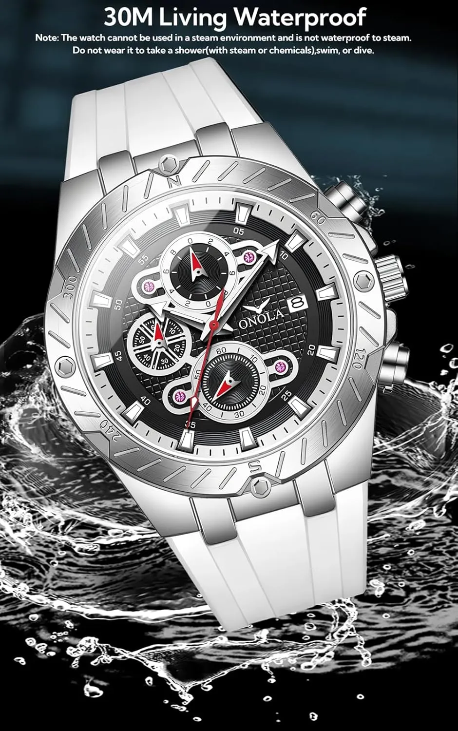Watch for Men Multifunction Dial Silicone compose flaw triumph bleak secondary accident Strap Luminous Hands Luxury Waterproof Timer Calendar Watches Fashion Sport Quartz 