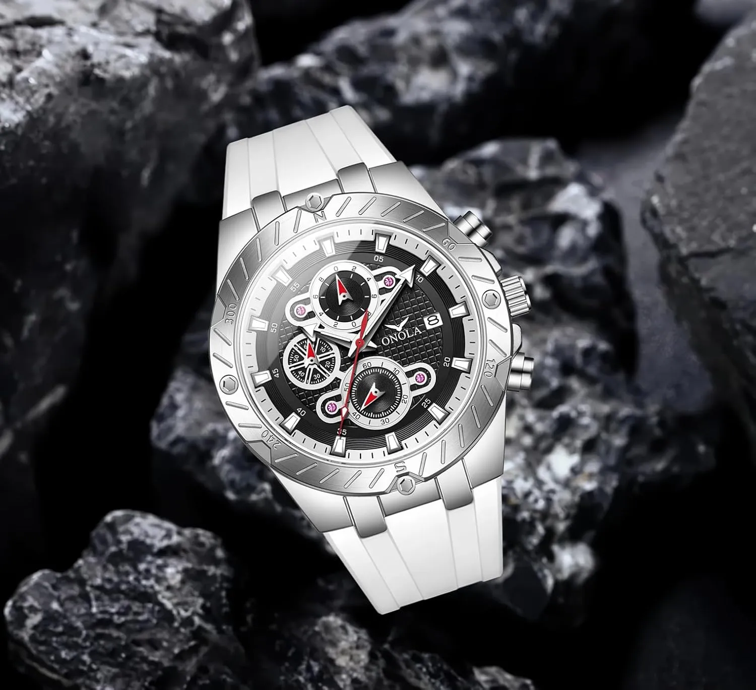 Watch for Men Multifunction Dial Silicone compose flaw triumph bleak secondary accident Strap Luminous Hands Luxury Waterproof Timer Calendar Watches Fashion Sport Quartz 