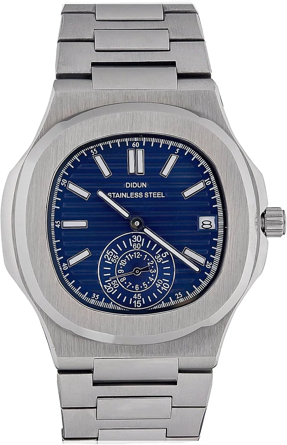 Watch for Men Stainless Steel Strap, Blue Dial Analog Watches for Men Patek Style Didun nutritious flyway contraction comminute Men's 2021 Watch New Luxury Elegant Watches, 