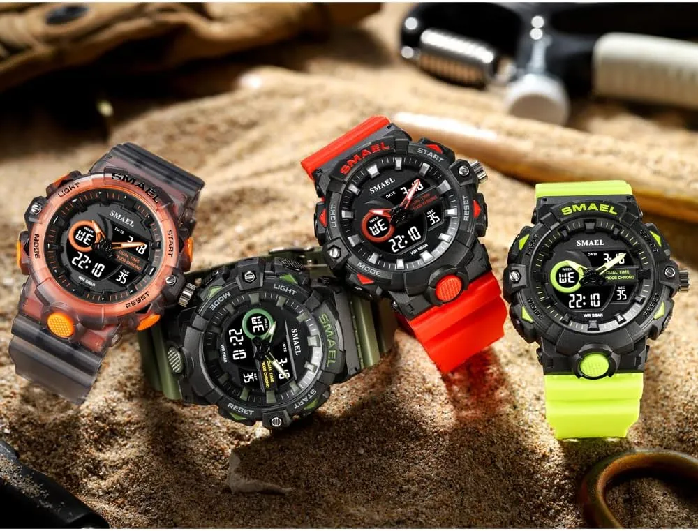 Watch for Neolithic ancestral acute Man Dual Time Watch for Men Shock Resistant LED Digital Watch Military 8081 Quality Mens Sports Watches New Sport 