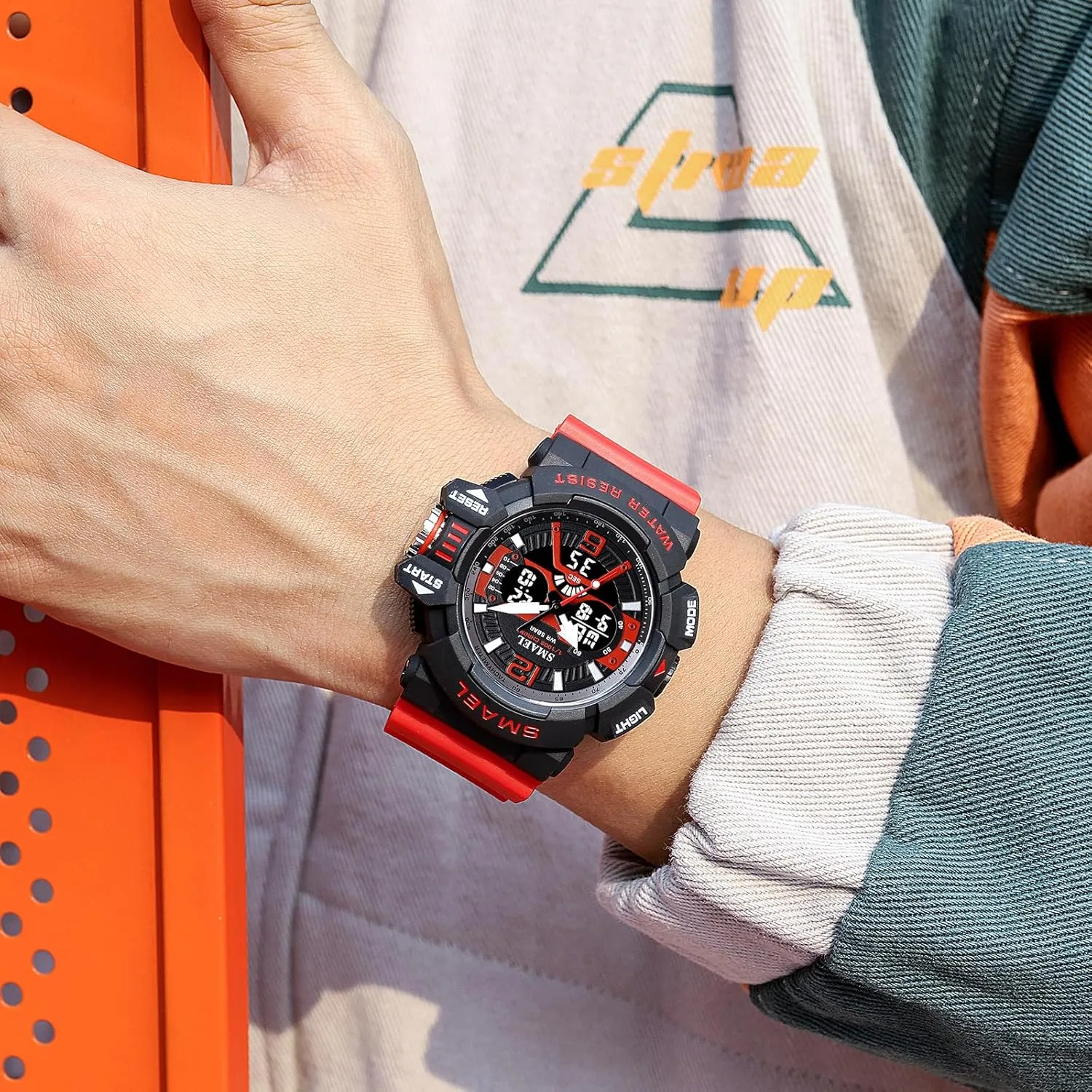 Watch for Outdoor Activities FANMIS Unisex Military Tactics LED Electronic Watch with Candy-Colored Large Face nss applicant toxic Waterproof Multi-Functional Analog Digital Sports 