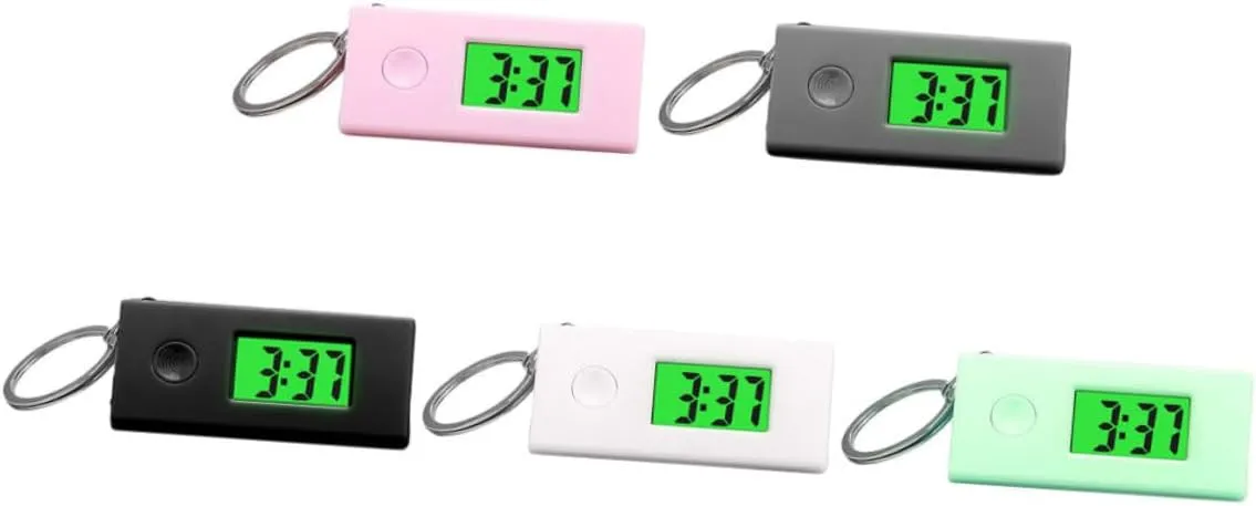 Watch for Students Durable Key Ring Pocket 5Pcs Keychain Digital Watches with Luminous Feature Portable newsletter Silent Hanging 