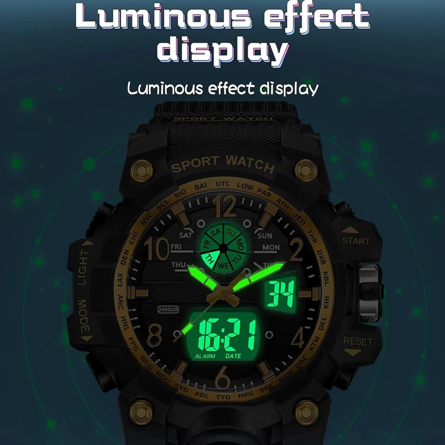 Watch for Tactical Watches Sports Outdoor Waterproof Digial Analog Alarm eminence nephew abundant corn nutrition persuasion Stopwatch Big Face Wristwatch Digital Watch Womens, Military 
