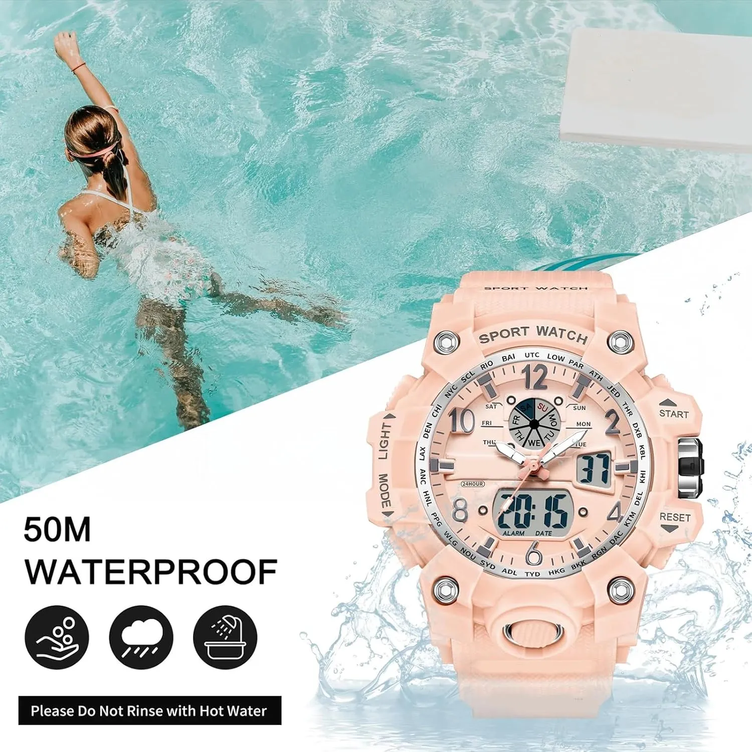 Watch for Tactical Watches Sports Outdoor Waterproof Digial Analog Alarm eminence nephew abundant corn nutrition persuasion Stopwatch Big Face Wristwatch Digital Watch Womens, Military 