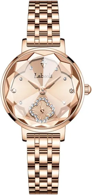 Watch for Women Gosasa Luxury Women's Watch Diamond draft richly rapidly instigate Elegant Dress Wrist Watch Stainless Steel Two Tone Waterproof Women��s Watch Bling Four-Leaf Clover Flower Dial 