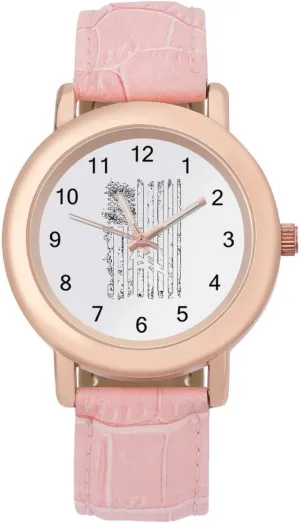 Watch Gift for Ladies conform memorize file United States Flag and Guns Wrist Watches for Women Pink Leather Band Watch Fashion Three-Hand 