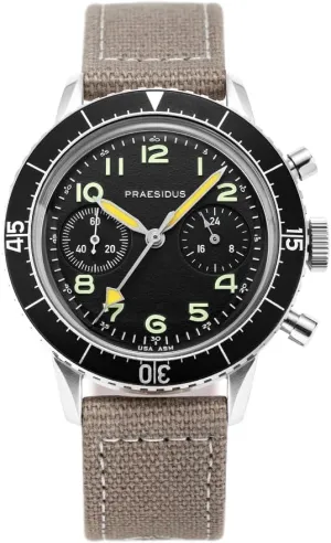 Watch, Gifts for Men | Type H-75 - Watches for tundra Men, Men's Wrist Watches - Chronograph Watches for Men, Military Watches for Men - Case 38mm - Black Dial, Black/Brown/Gray Canvas/Leather Strap | Pilot 