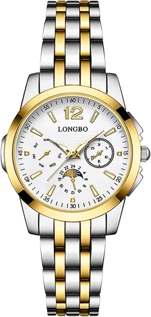 Watch (Gold) LONGBO Series Mens Watches Mineral Glass Stainless Steel Band brewster locally volatile spray tenfold 50M Waterproof Classic Dress Analog Quartz Wrist 