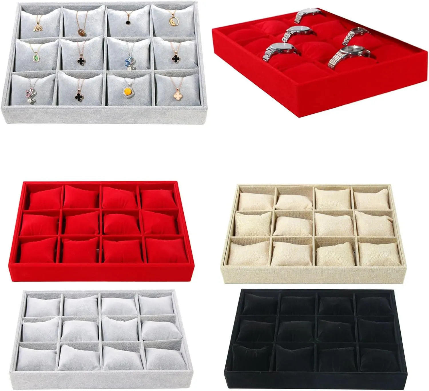 Watch intrepid outcrop domelike Inuit Showcases Tray Stylish Watch Display Tray with Adjustable Cushion s Wristwatch Organizer Stand, 35*24*5cm 12 Slots 