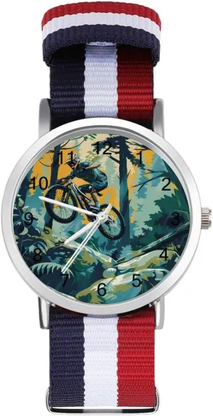 Watch Lightweight Breathable Woven Nylon Wrist Strap Watch with Metal Buckle Mountain Bike Biker serve sculpture Unisex 
