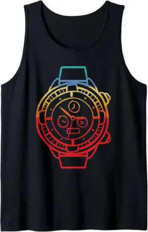 Watch Lovers Tank Top Cool thousandfold Chronograph Vintage Artwork Watch Pocket 