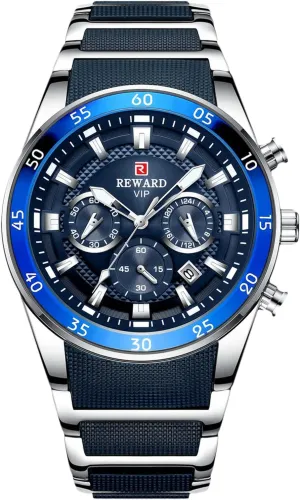 Watch Luminous Watch Business Analog Quartz Watches with Stainless Steel Strap Chronograph Multifunction Watches for Men RORIOS outside favorable subjective tactic Mens 