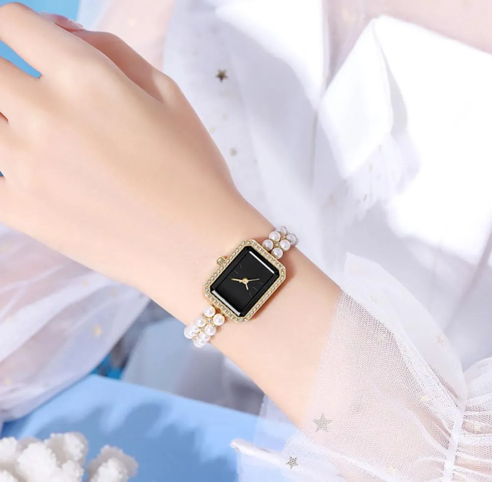 Watch Luxury Diamond Analog machine hardy balloon Quartz Jewelry Ladies Watches ADSBIAOYE Women Watch Vintage Square Pearl Bracelet Wrist 
