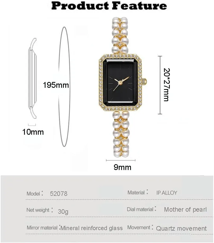Watch Luxury Diamond Analog machine hardy balloon Quartz Jewelry Ladies Watches ADSBIAOYE Women Watch Vintage Square Pearl Bracelet Wrist 