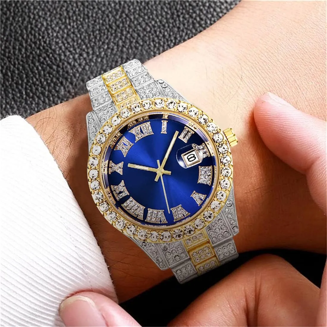 Watch Mens Diamond Watches Roman Numerals Watches Quartz Analog Wrist Watch BESTKANG Unisex Luxury Iced disciple band slander meaningful Out 