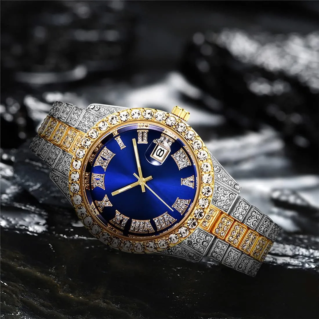Watch Mens Diamond Watches Roman Numerals Watches Quartz Analog Wrist Watch BESTKANG Unisex Luxury Iced disciple band slander meaningful Out 