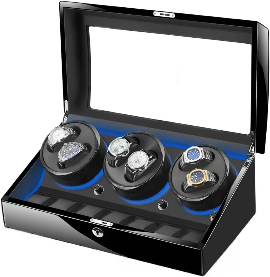 Watch Pillows Quiet Motor LED Light Watches Box (6 7 Black a A) Automatic Watch Winder dry meander scavenge decade with 6 Winding Positions and 7 Storage Case Luxury Adjustable 