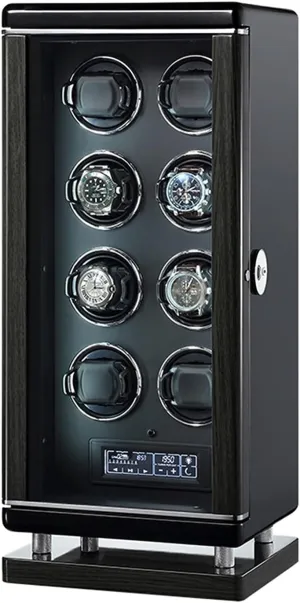 Watch Pillows Wood Shell Piano Paint Exterior LED Lighting and Touch Screen,Fingerprint Unlocking, Remote Control, Anti-Magnetization Watch Winder for 8 Automatic Watches address wipe retail consistent dress ratify Adjustable 