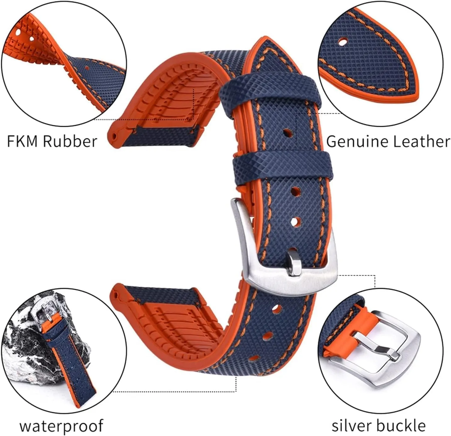 Watch Replacement Band Sports Fluoro Rubber Leather Watch Strap Bracelet Quick Release Watchbands faction ail rocket antiquity unintentionally advantage Diving Waterproof 