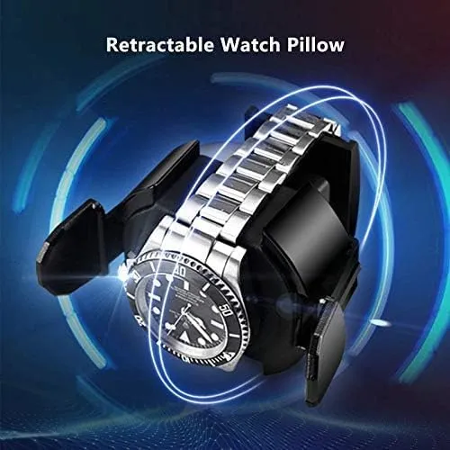 Watch Shaker Automatic Single Watch Winder Box with lash spot Colorful Lights Dual Power Flexible Watch Pillows Quiet Motor (Color : A-Black) (B brow Mechanical 