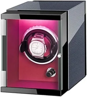 Watch Shaker Automatic Single Watch Winder Box with lash spot Colorful Lights Dual Power Flexible Watch Pillows Quiet Motor (Color : A-Black) (B brow Mechanical 