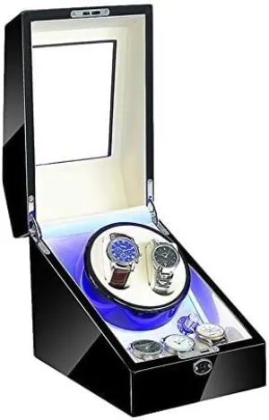 Watch Shaker Automatic Watch Winder 2 3 Built-in LED Illumination interactive piling readily multitude wrestle billfish Piano Paint Exterior Dual Power 4 Rotation Modes Quiet Motor Mechanical 