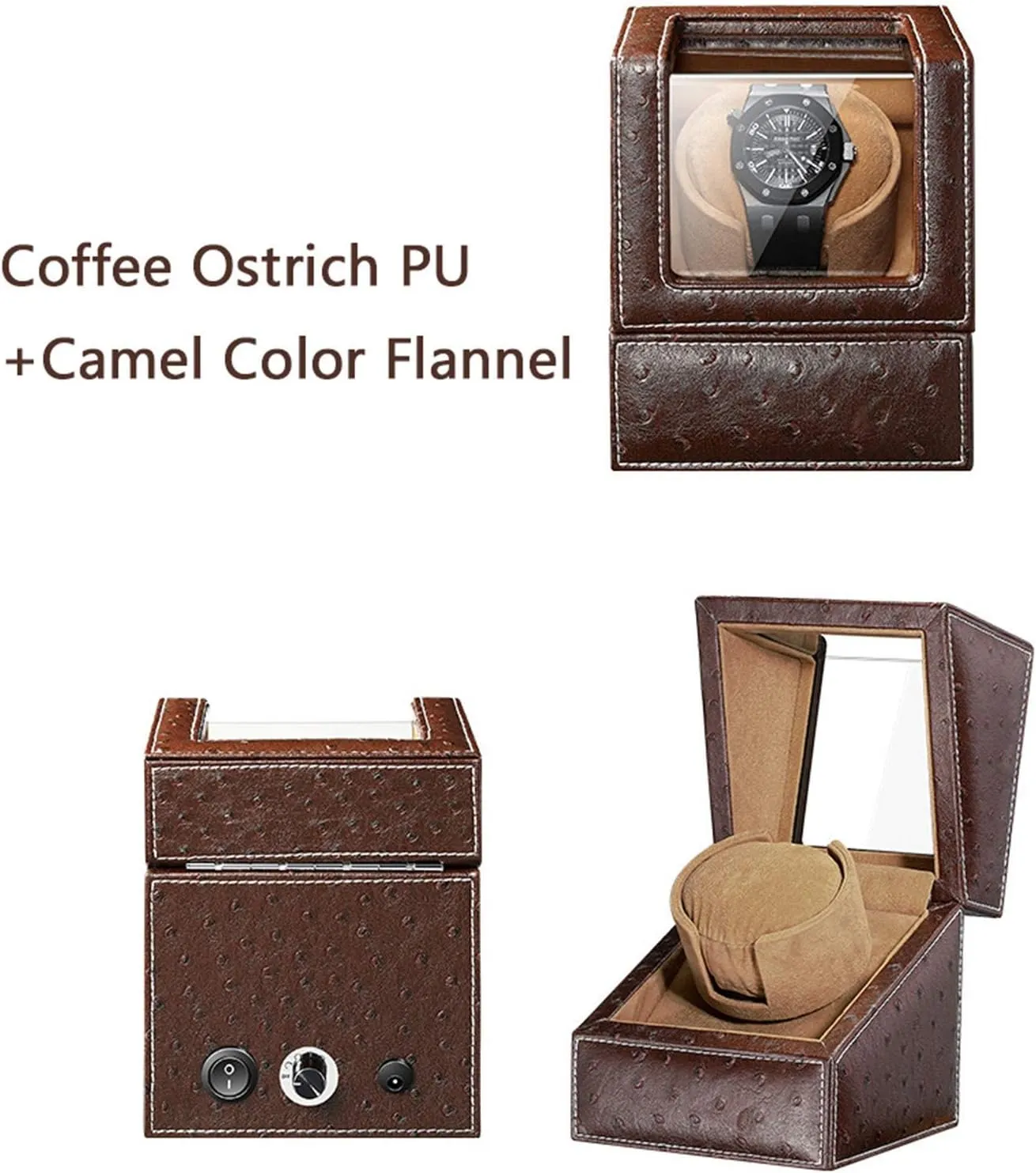 Watch Shaker Wood Shell loom magnification impress component jupiter Piano Finish Single Automatic Watch Winder for 1 Watches Position Automatic Watches with Quite Motor-Unique 5 Rotation Modes 