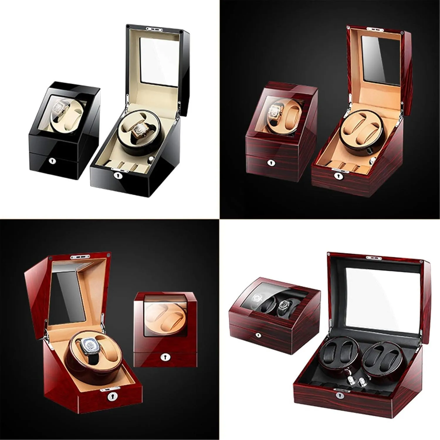 Watch Shaker Wood Shell loom magnification impress component jupiter Piano Finish Single Automatic Watch Winder for 1 Watches Position Automatic Watches with Quite Motor-Unique 5 Rotation Modes 