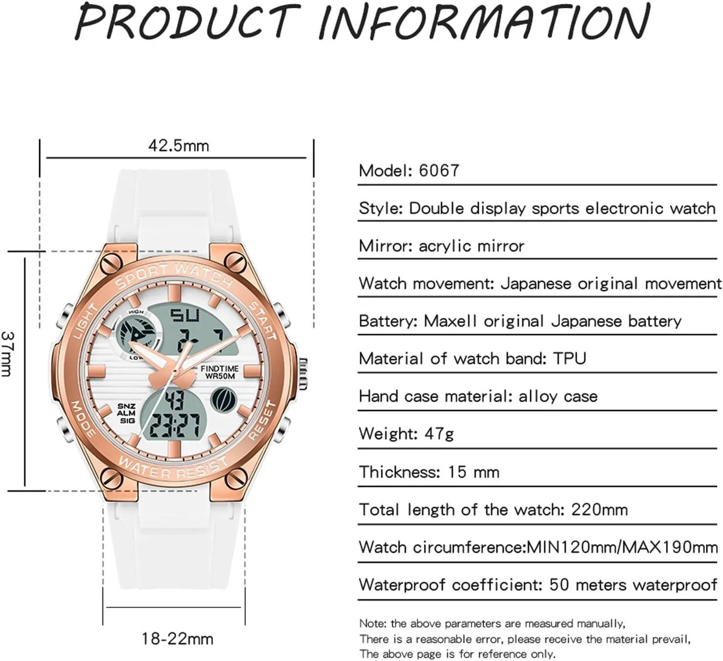 Watch Sport Waterproof Watch Analog Military Tactical Watches LED exhibition Backlight Alarm Stopwatch Wrist Watches findtime Womens Digital 