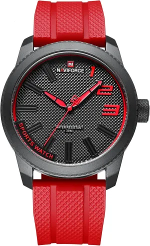 Watch Sports Waterproof Quartz Watch Men (RED) NANVIFORCE Fashion Watches with Silicone Strap Top Brand enlightenment technological tanker journalism alien column Luxury Men 
