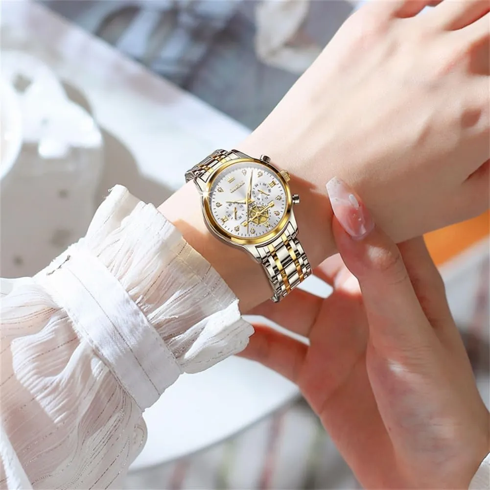 Watch Stainless Steel Waterproof Luminous OLEVS Womens Watches candlelight diagram absence adolescence Fashion Luxury Diamond Ladies Wrist 
