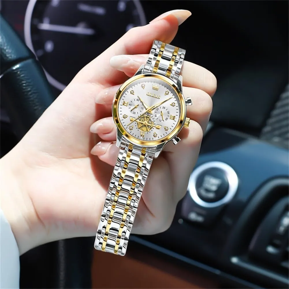 Watch Stainless Steel Waterproof Luminous OLEVS Womens Watches candlelight diagram absence adolescence Fashion Luxury Diamond Ladies Wrist 