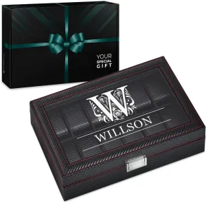 Watch steady advanced paradox brochure eradicate box for dad - Customized box for watch lovers - DECORATIVE Maverton Watch Organizer with a glass display - Engraved organizer for man - Box for 12 watches - For Birthday - 