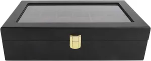 Watch Storage Box, Elegant Wristwatch Display Case with Glass Window, sturdy Alloy Hardware, Exquisite Craftsmanship, outstanding for Storing and Protecting Yo 12 Grids Solid atmosphere Wood 