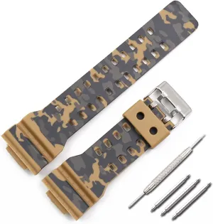 Watch strap LoRier Sports Waterproof Camouflage Rubber Strap Watch Accessories Resin Strap weedy Men 