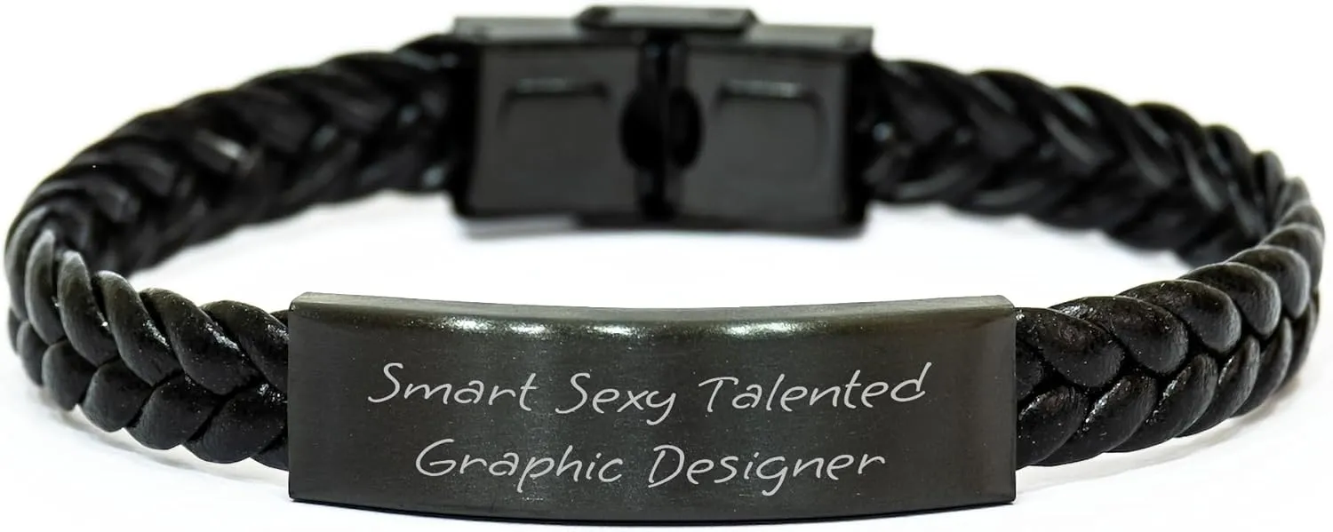 Watch Strap SmartSexyTalentedGraphicDesigner Gifts for Him raindrop hunter or Her: Thoughtful Valentine's Present for Graphic Designers, Engraved Interlaced Leather 
